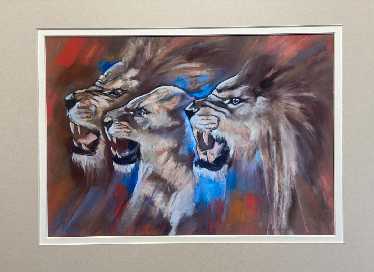 "3 Lions", A4 Art Print Double Mounted.