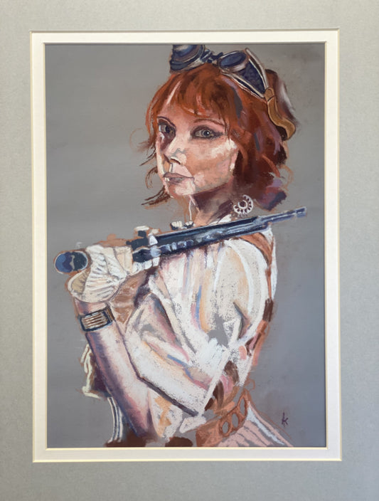 "Steampunk Girl", A4 Art Print Double Mounted