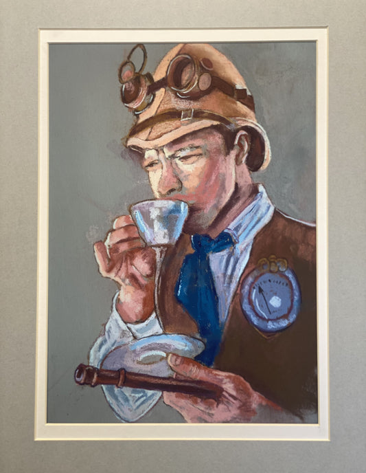 "Steampunk Drinking Tea",A4 Art print Double Mounted