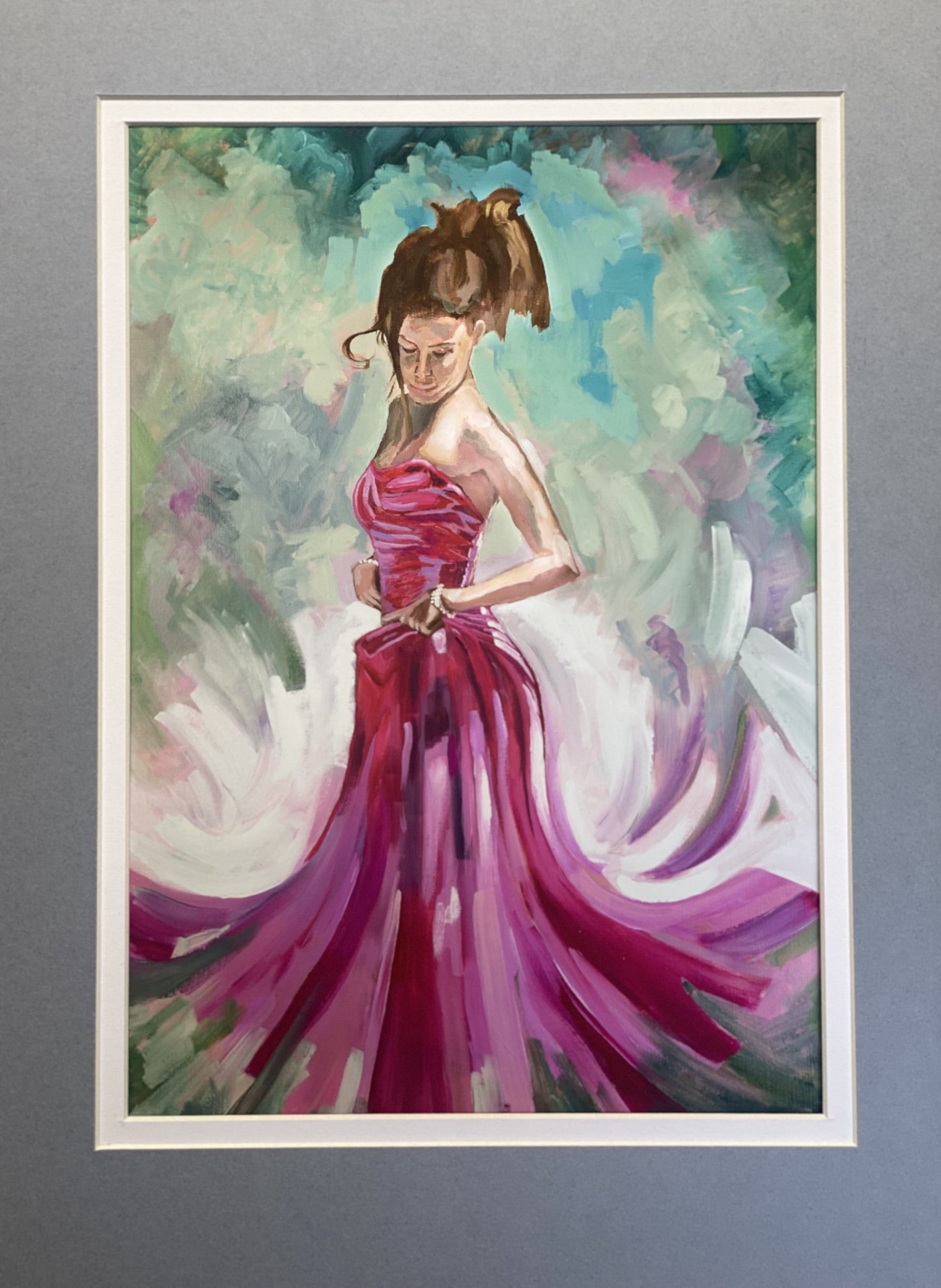 "That Stunning Dress",A4 Art Print Double Mounted.