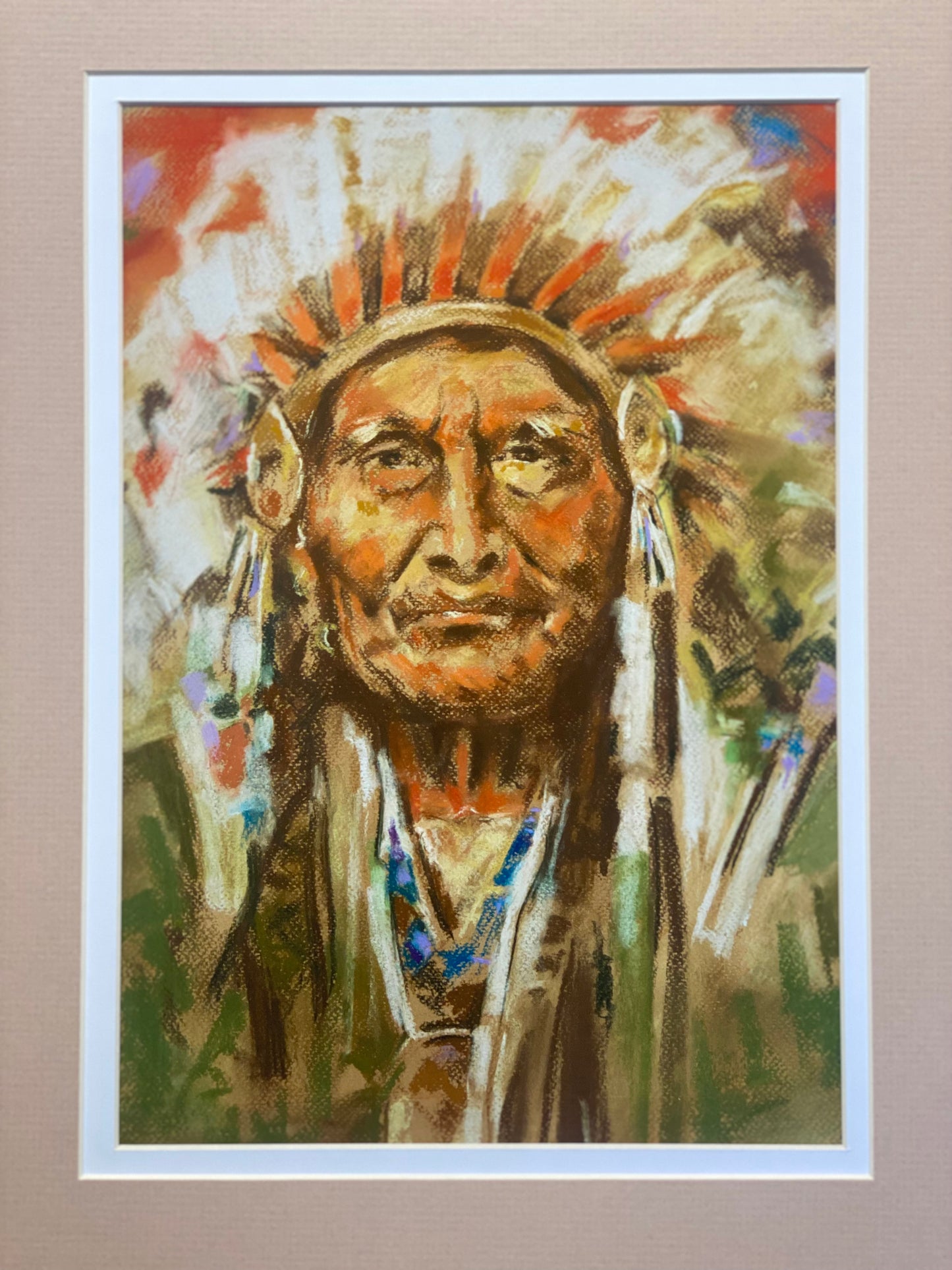 "Sitting Bull", Art Print A4 Double Mounted