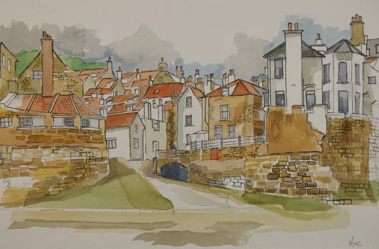 Robin Hoods Bay. Original Watercolour and Ink Artwork, signed by Andy