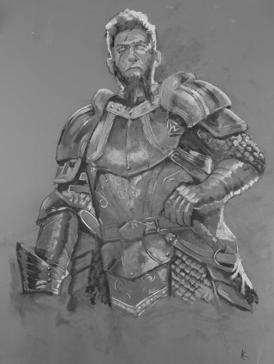 Become a Fantasy Figure,  Portrait in Charcoal, (Example Shown),  Signed by Andy