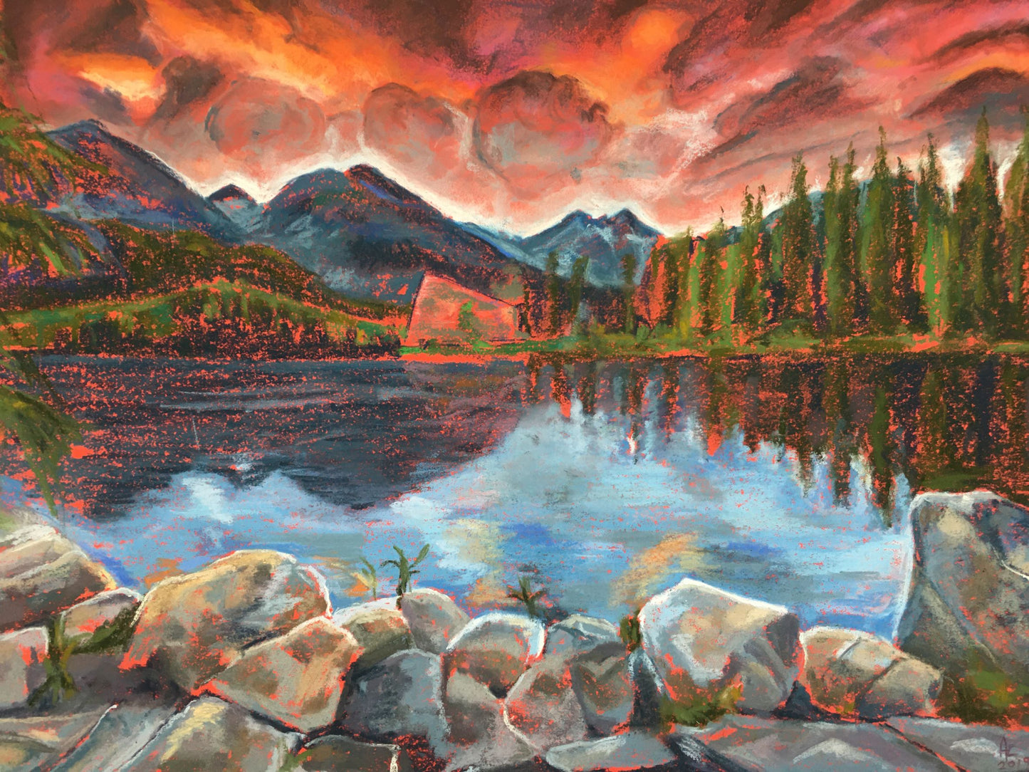 "Stormy Alaska", Original Soft Pastel Artwork, signed by Andy