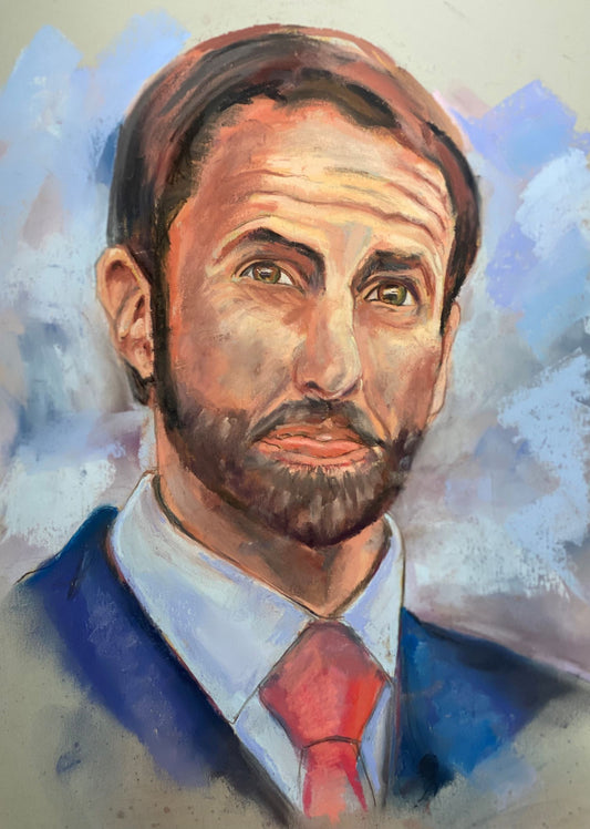 "Gareth Southgate", Original Soft Pastel Portrait signed by Andy