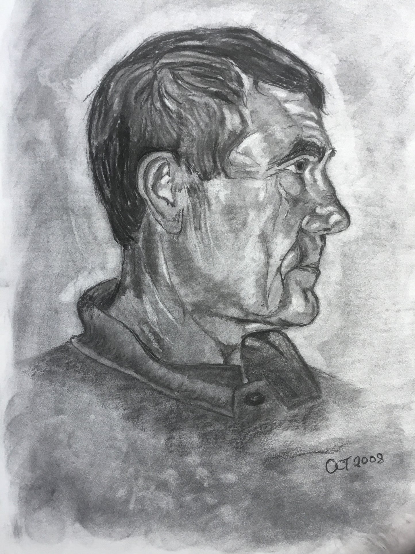 Your Personal Portrait in Charcoal, Single Head and Shoulders Pose, (Example Shown), Signed by Andy