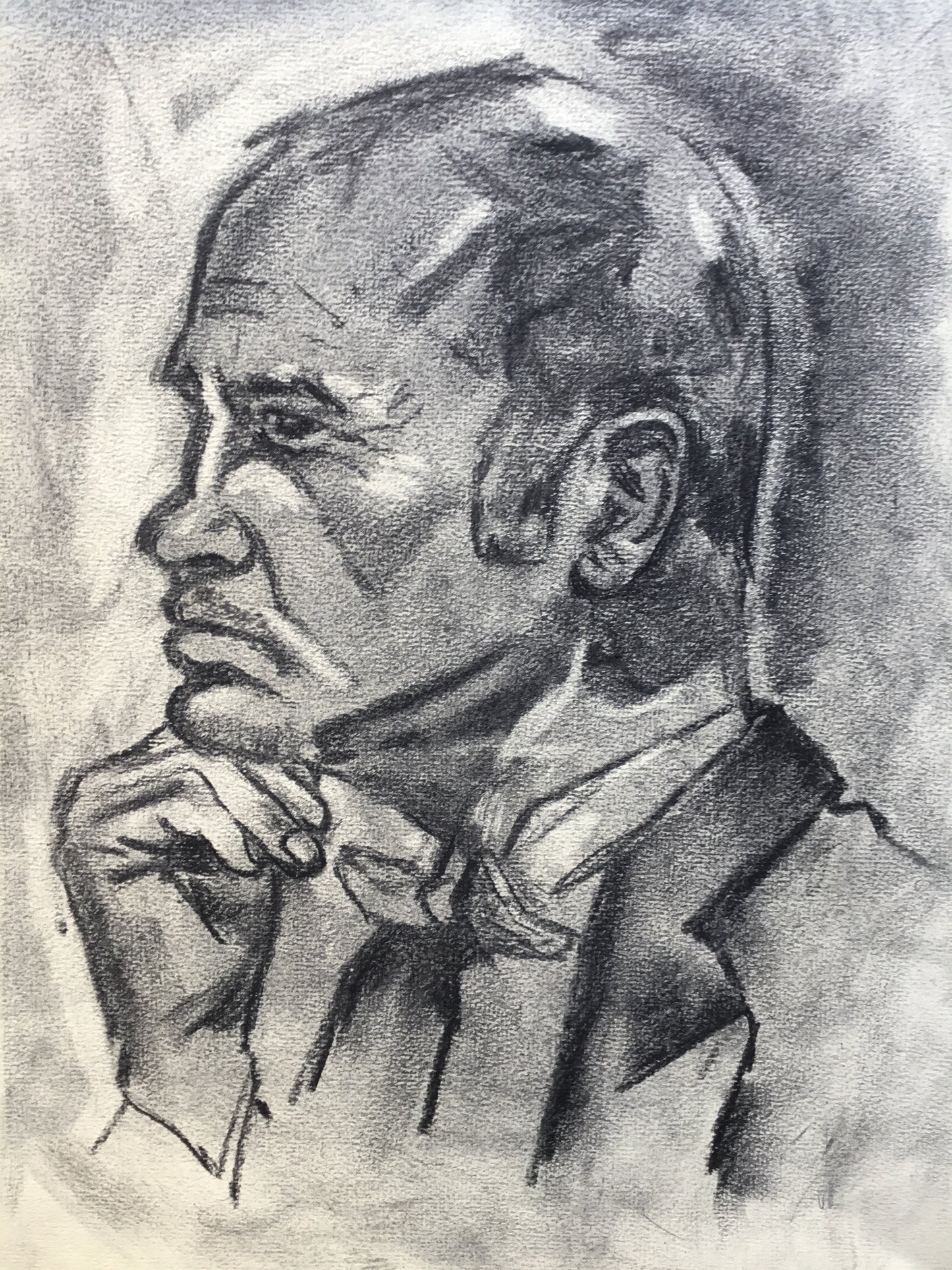 Your Personal Portrait in Charcoal, Single Head and Shoulders Pose, (Example Shown), Signed by Andy