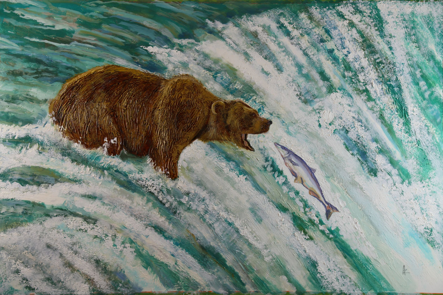 "I'm Hungry" Grizzly Bears Gorge on Salmon in Alaska A3 Fine Art Print