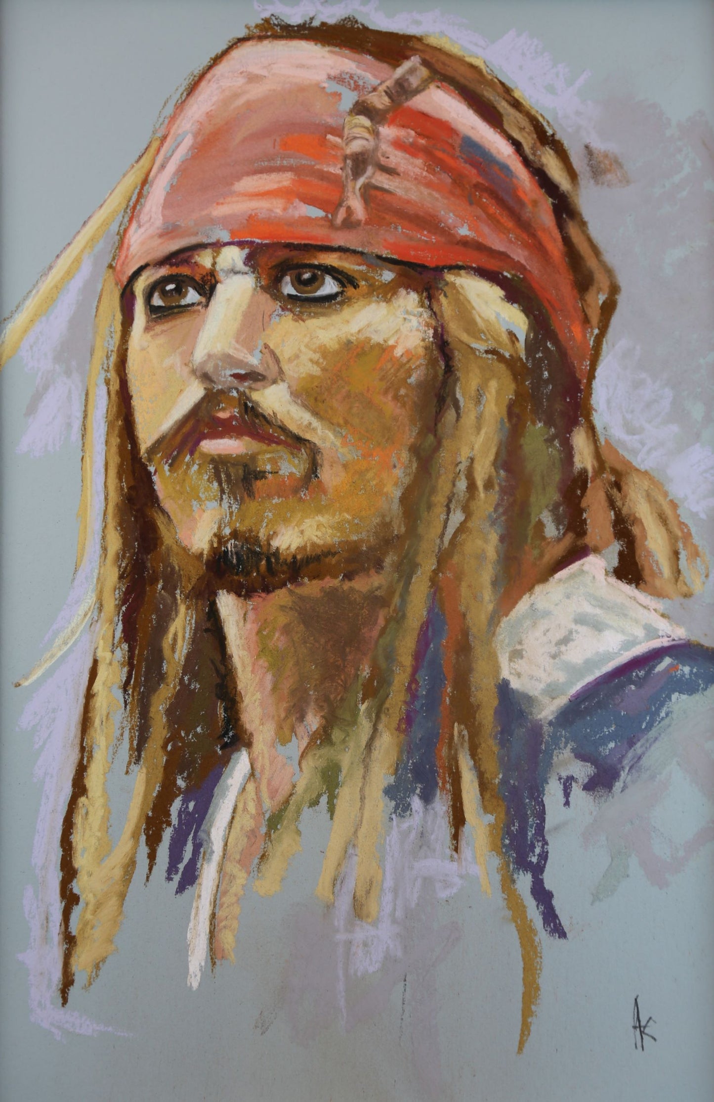 "Captain Jack Sparrow to my Friends", Original Soft Pastel signed by Andy