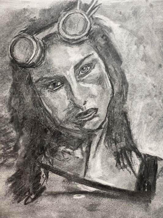 "Steam Punk Girl", Charcoal study by Andy